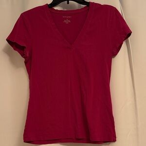 Banana Republic Short Sleeve V-Neck Tee - Deep Pink